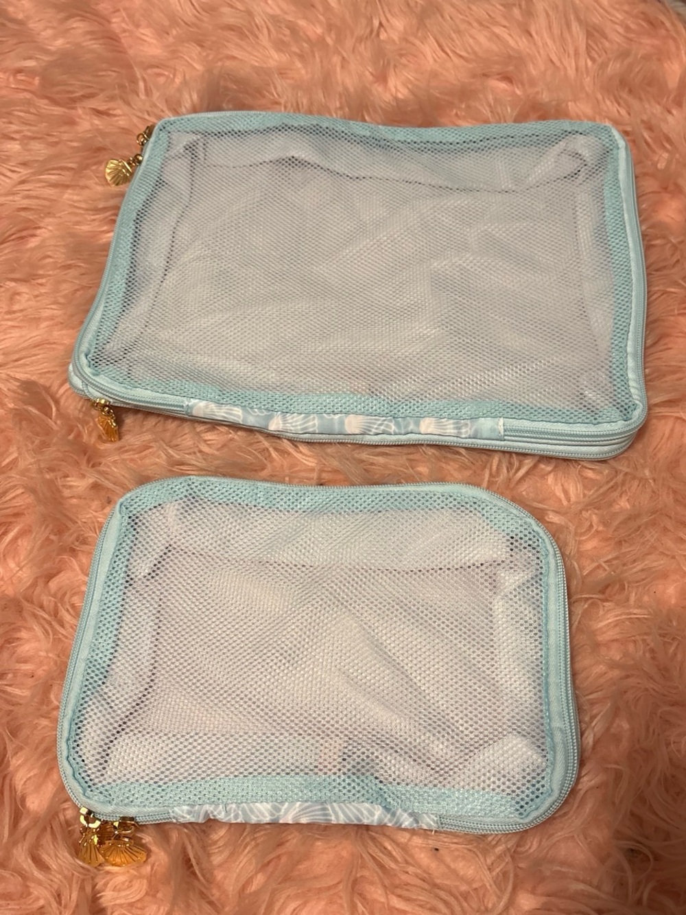 Light Blue Mesh Travel Pouches - Set of 2